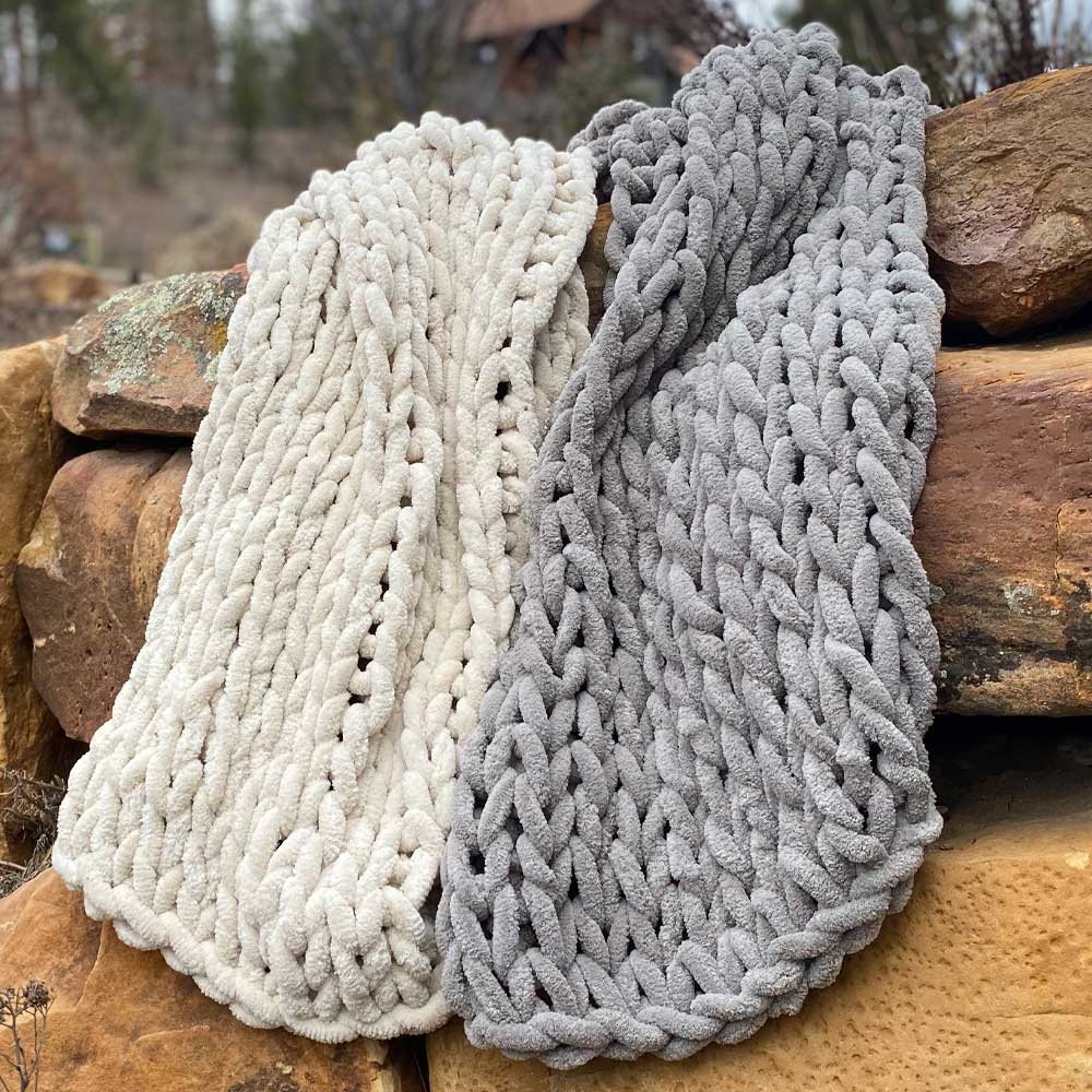 INFINITE CHUNKY KNIT BLANKET | MINKY | LITTLE - SAND from BIG LOViE