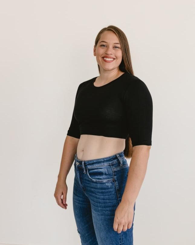 Crew Neck Elbow Sleeve Halftee from HALFTEE Layering Fashions