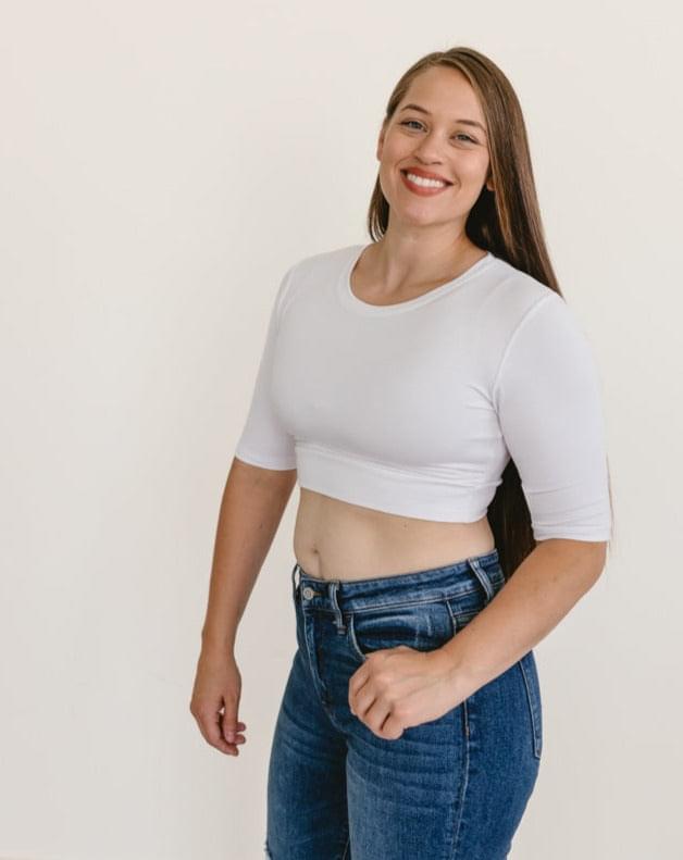 Crew Neck Elbow Sleeve Halftee from HALFTEE Layering Fashions