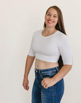 Crew Neck Elbow Sleeve Halftee from HALFTEE Layering Fashions