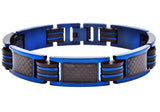 Men's Blue Stainless Steel & Silicone Bracelet With Black Carbon Fiber From Blackjack Jewelry