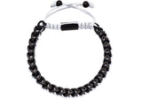 Men's Black Stainless Steel 6mm Franco Link White Drawstring Bracelet From Blackjack Jewelry