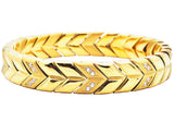 Men's 12mm Gold Plated Chevron Woven Stainless Steel Bracelet With Cubic Zirconia From Blackjack Jewelry