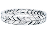 Men's 12mm Chevron Woven Stainless Steel Bracelet With Cubic Zirconia From Blackjack Jewelry