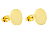 Men's 10mm Gold Stainless Steel Round Stud Earrings From Blackjack Jewelry