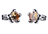 Men's 10mm Stainless Steel Champagne Cubic Zirconia Claw Stud Earrings From Blackjack Jewelry