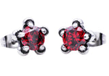 Men's 10mm Stainless Steel Claw Earrings With Red Cubic Zirconia From Blackjack Jewelry