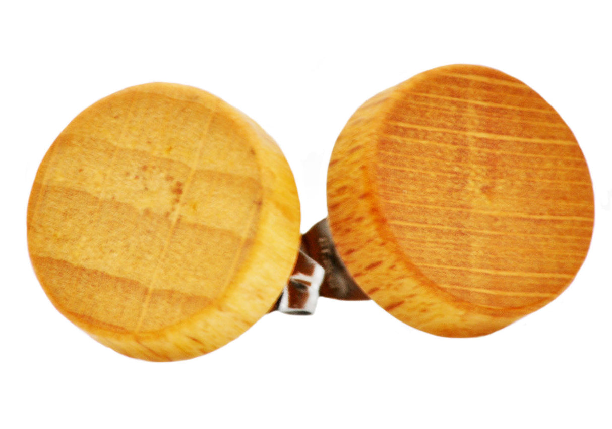 Men's 12mm Genuine Natural Wood Stainless Steel Stud Earrings From Blackjack Jewelry