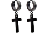 Men's Black Stainless Steel Cross Earrings From Blackjack Jewelry