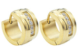 Men's 13mm Gold Stainless Steel Hoop Earrings With Cubic Zirconia From Blackjack Jewelry