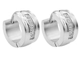 Men's 13mm Stainless Steel Hoop Earrings With Cubic Zirconia From Blackjack Jewelry