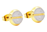 Men's 10mm Gold Stainless Steel Sandblasted Flat Head Screw Earrings From Blackjack Jewelry