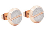 Men's 10mm Rose Stainless Steel Sandblasted Flat Head Screw Earrings From Blackjack Jewelry