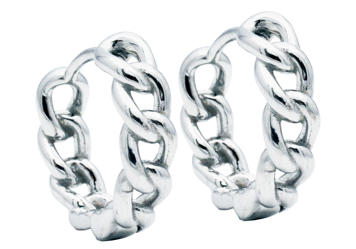 Men's 14mm Stainless Steel Curb Hoop Earrings From Blackjack Jewelry