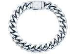 Men's 12mm Stainless Steel Miami Cuban Link Chain Bracelet With CZ Box Clasp From Blackjack Jewelry