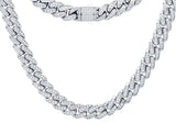 Men's 12mm Stainless Steel Miami Cuban Link Chain Necklace With Box Clasp and CZ Links From Blackjack Jewelry