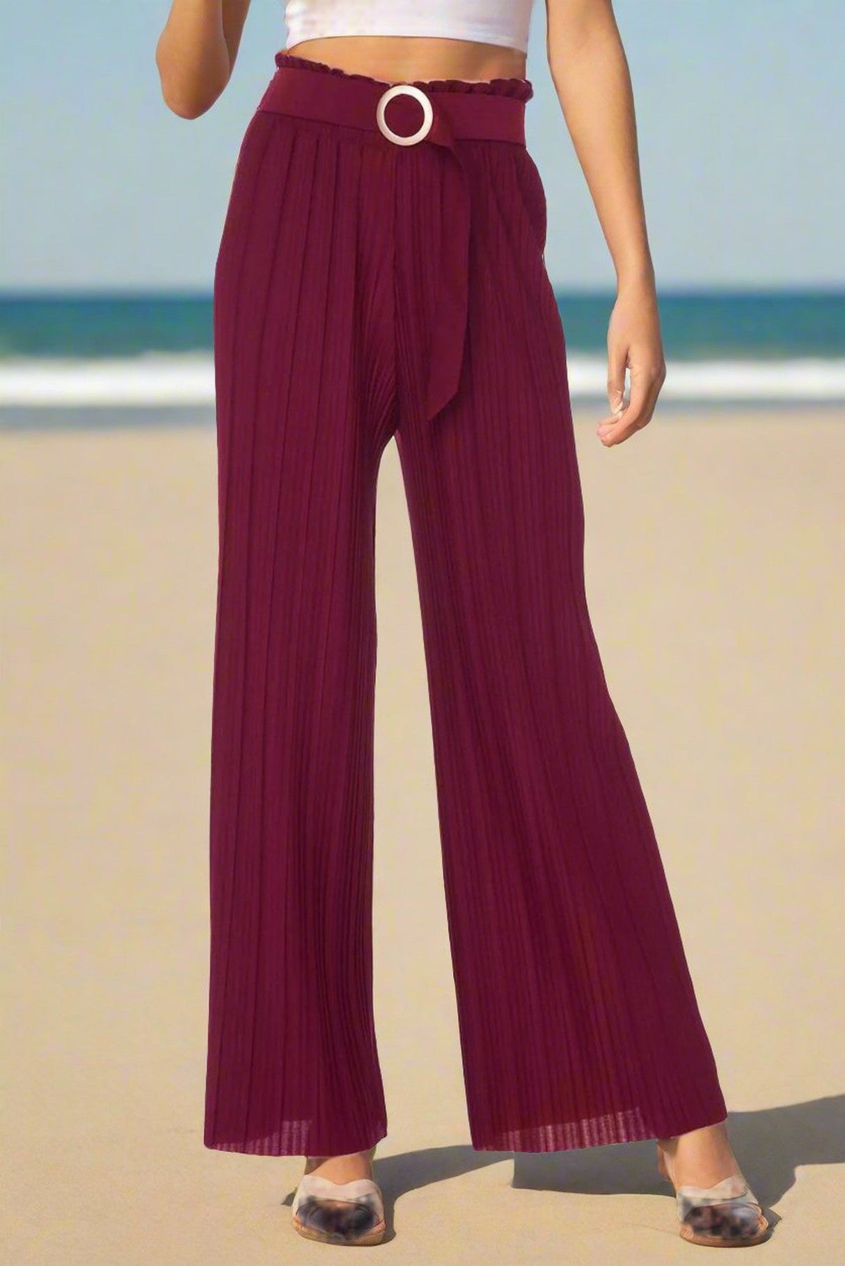 Belted Flowy Beach Pants - Lightweight From Truly Contagious