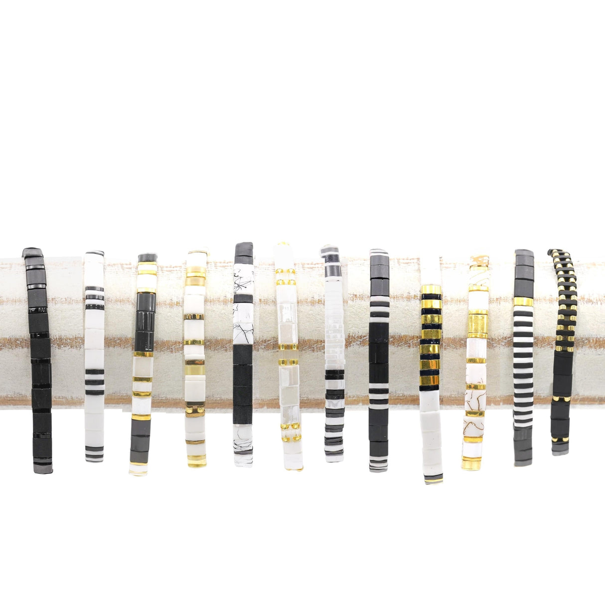 BLACK & GOLD - Tila Bead Bracelets from Mack & Rex