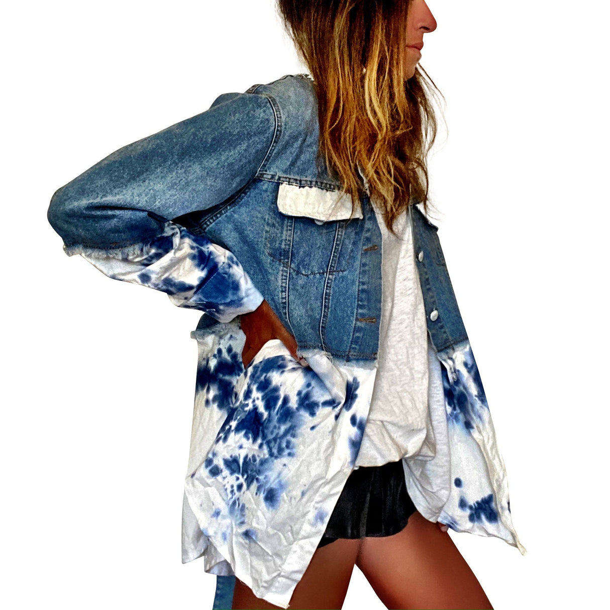 'BLUE SWIRLS' DENIM JACKET from Wren + Glory