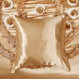 Tache Satin Ruffle Gold Caramel Latte Euro Sham (BM4578)