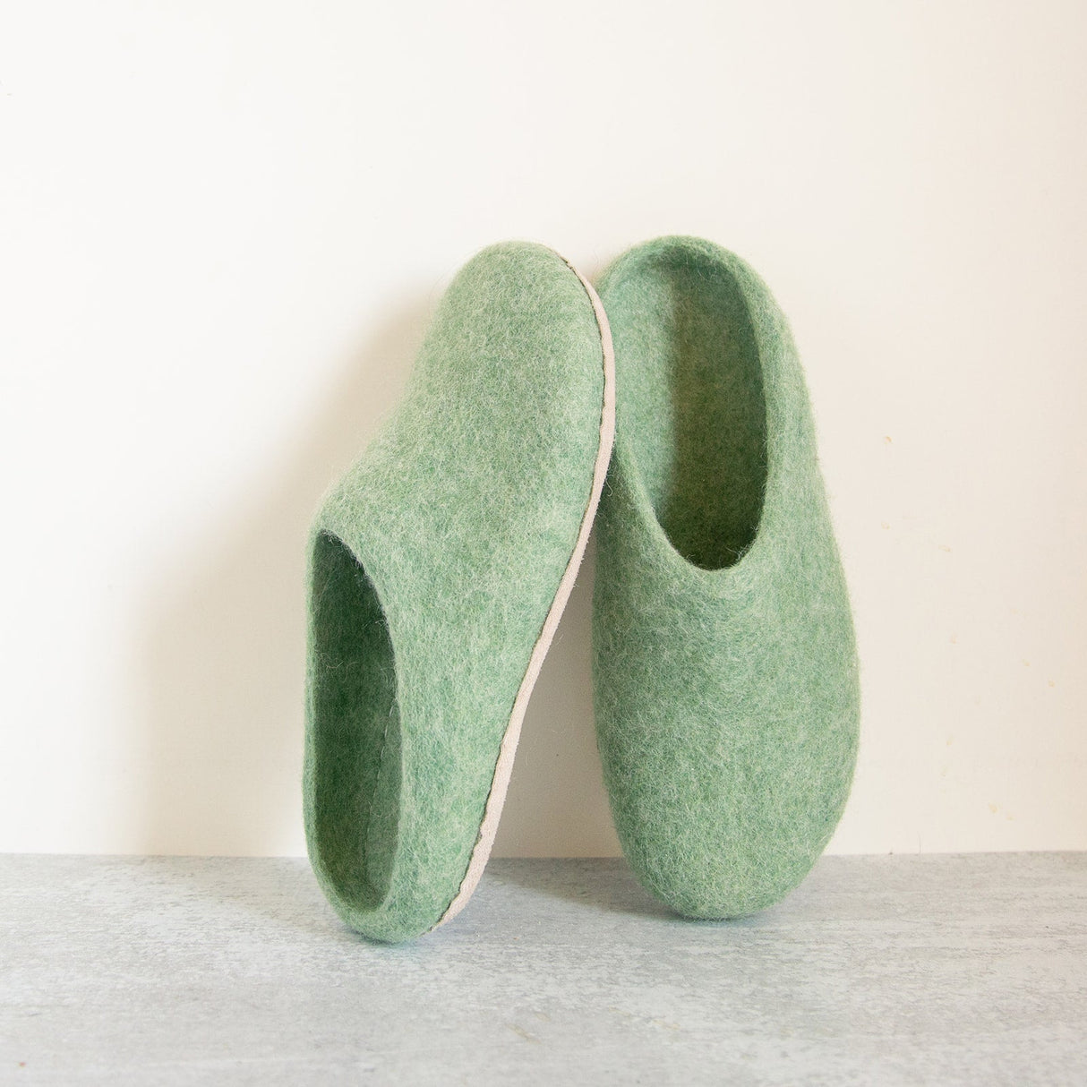 Eucalyptus Green | Luxury Organic Merino Wool Slippers from Fuzzy Cove