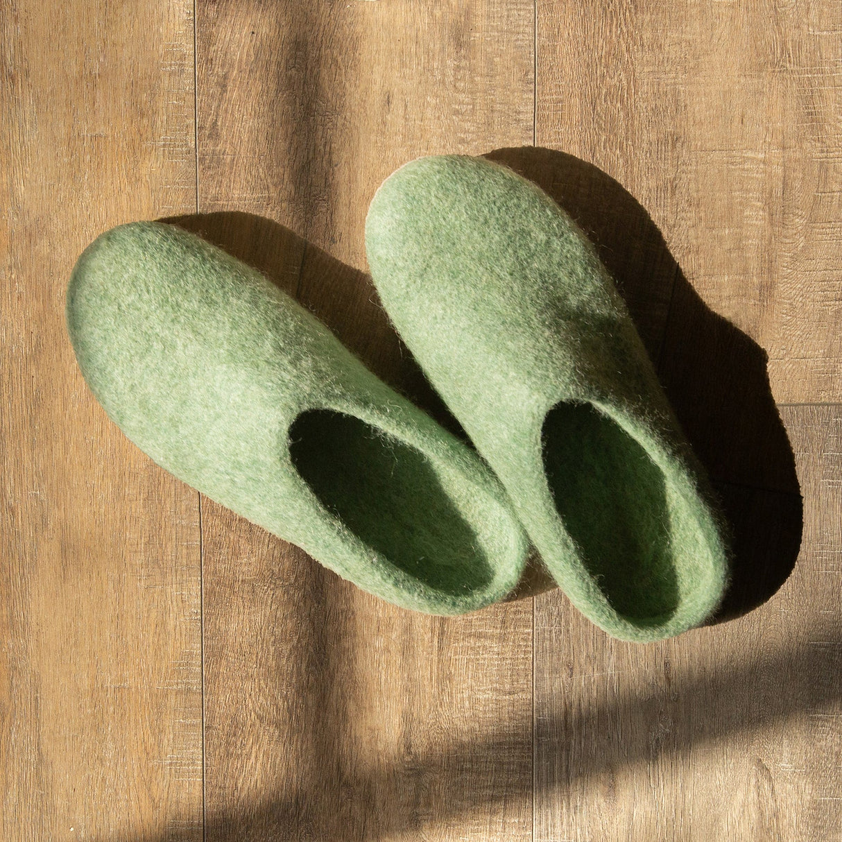 Eucalyptus Green | Luxury Organic Merino Wool Slippers from Fuzzy Cove