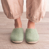 Eucalyptus Green | Luxury Organic Merino Wool Slippers from Fuzzy Cove
