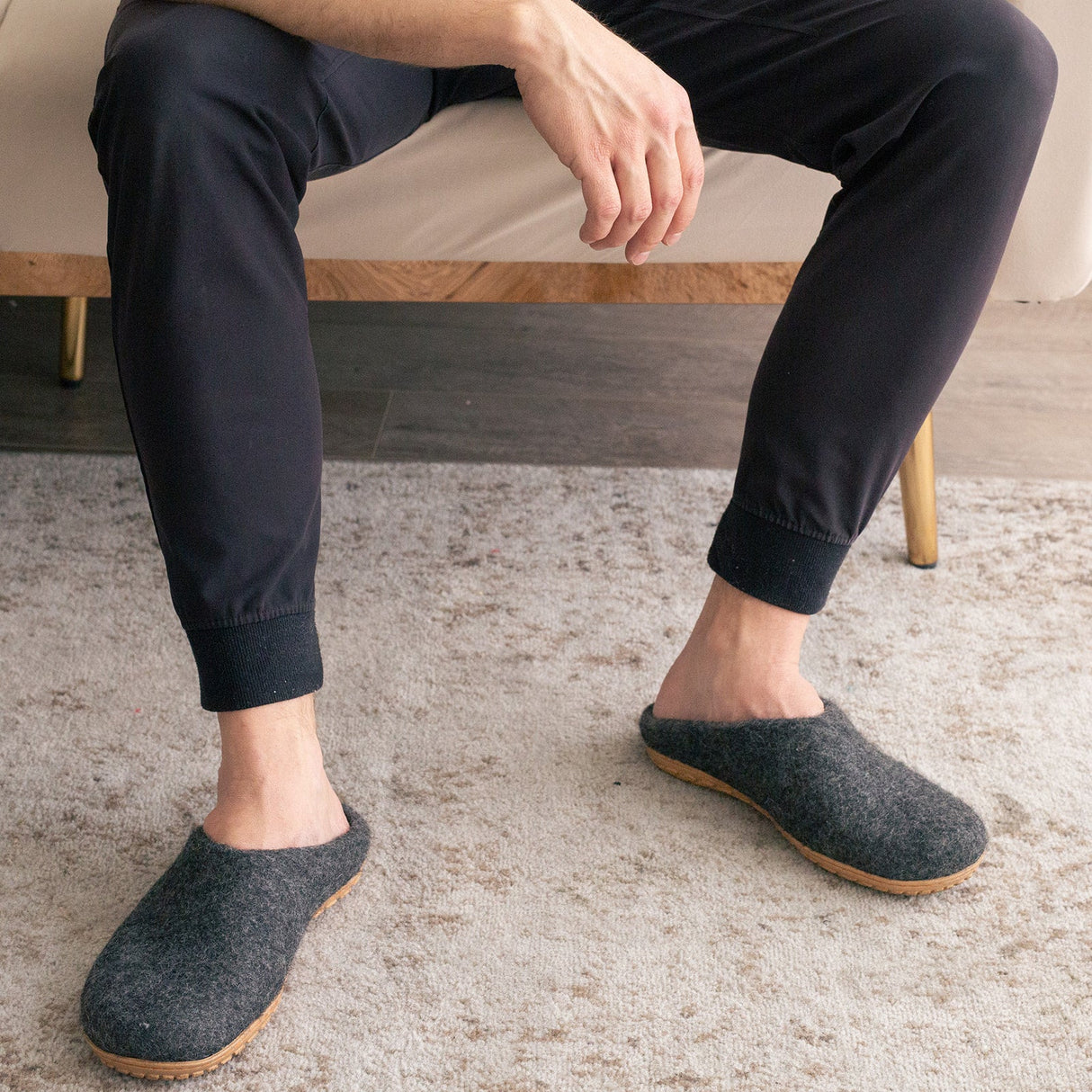 Stone Gray | Mens Organic Merino Wool Slippers from Fuzzy Cove