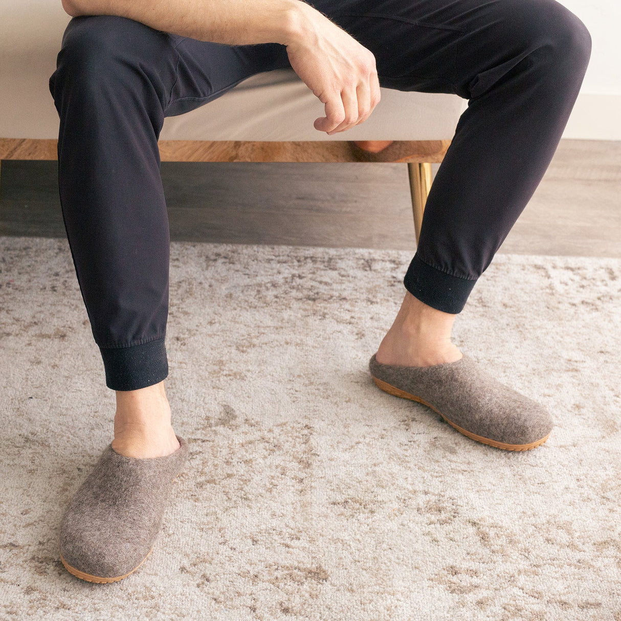Earth Brown | Mens Organic Merino Wool Slippers from Fuzzy Cove