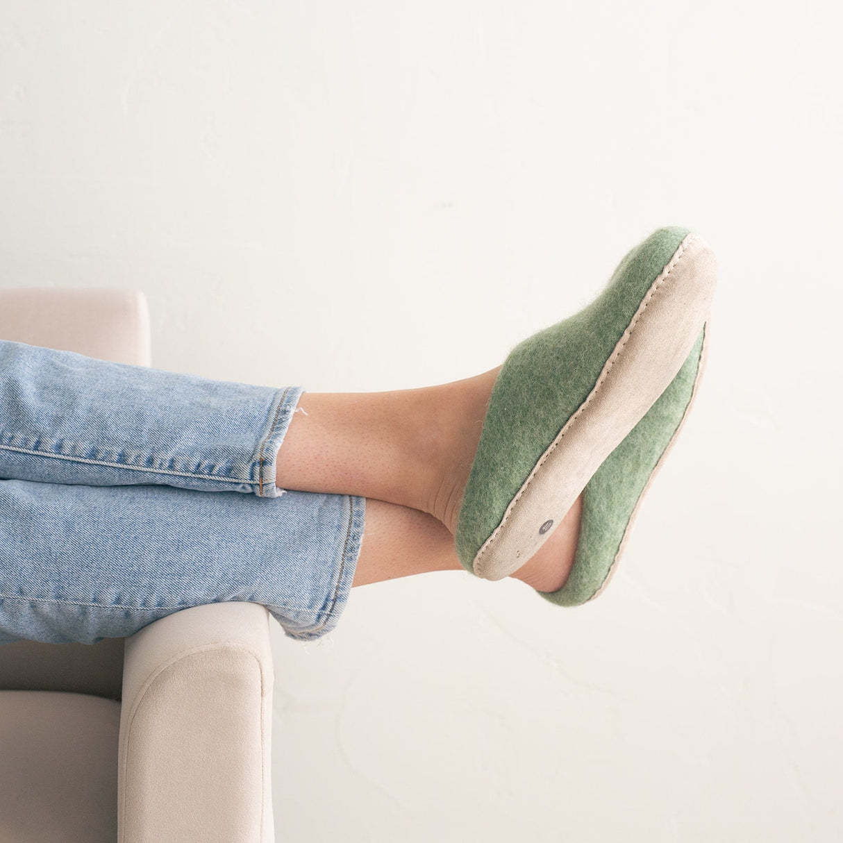 Eucalyptus Green | Luxury Organic Merino Wool Slippers from Fuzzy Cove