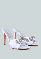 Brag In Rhinestone Embellished Bow Satin Heels from London Rag International