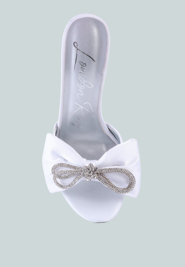 Brag In Rhinestone Embellished Bow Satin Heels from London Rag International