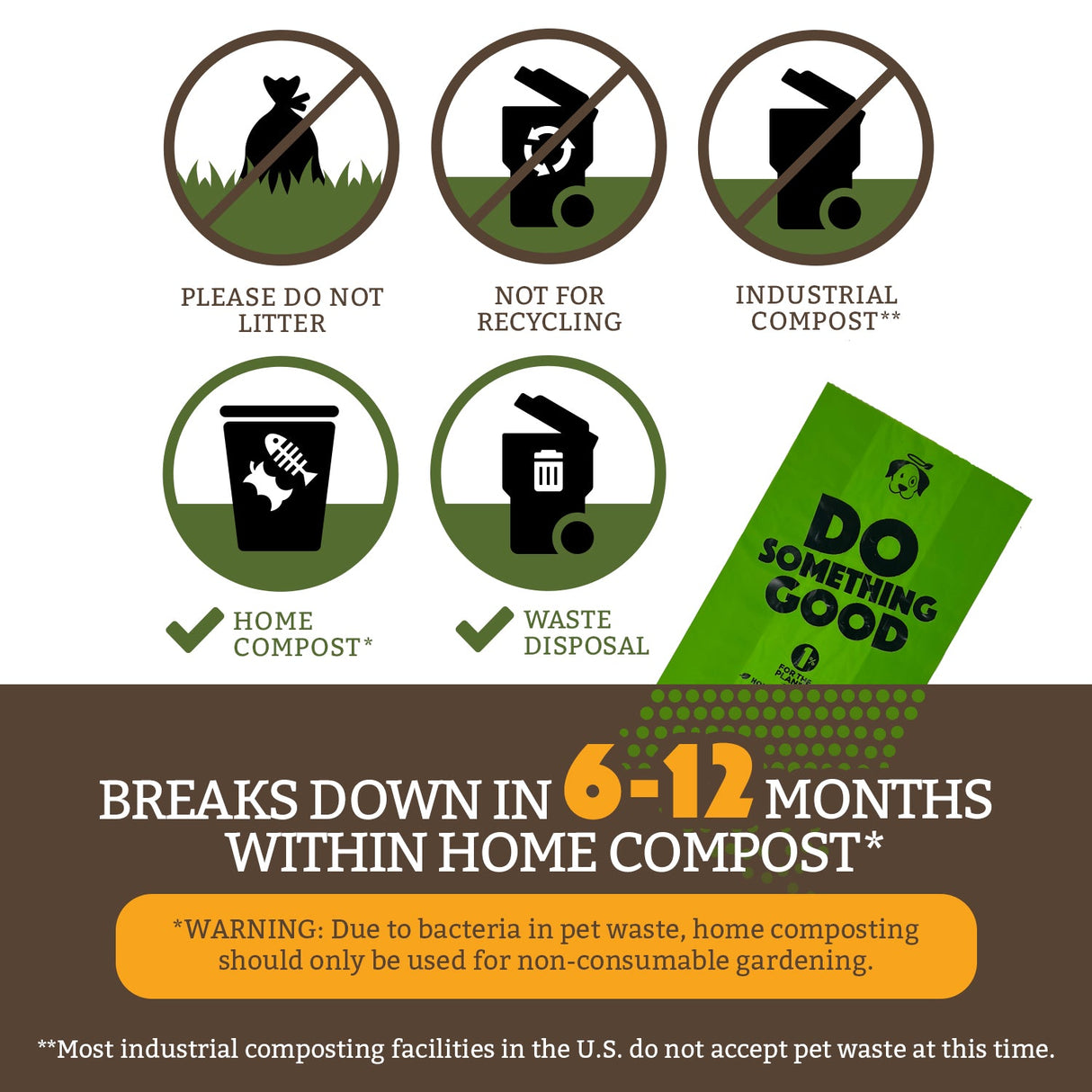 Compostable Pet Waste Bags - 60 Bags from Doggy Do Good®