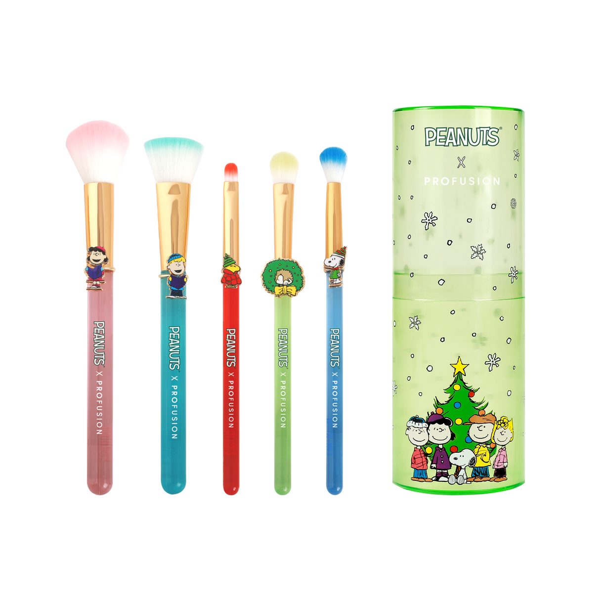 Peanuts Holiday | Merry & Bright Brush Set with Case from Profusion Cosmetics