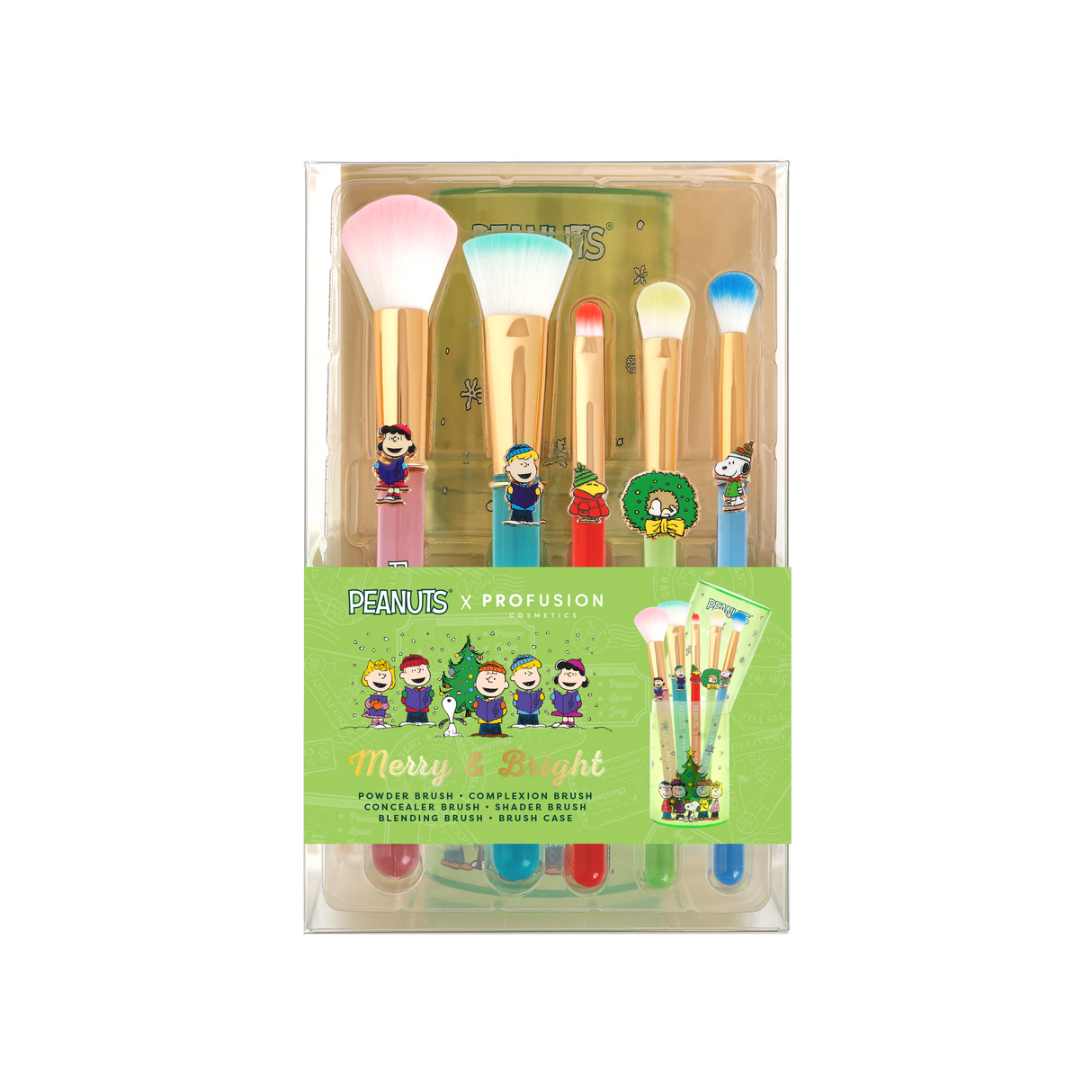 Peanuts Holiday | Merry & Bright Brush Set with Case from Profusion Cosmetics