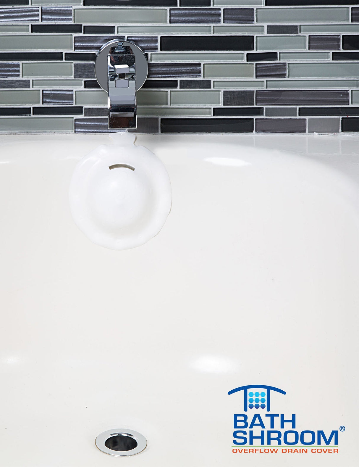 BathShroom (White) Overflow Drain Cover for Fuller Baths from TubShroom.com