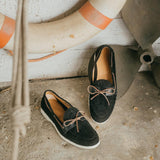 Men's Black Textured Suede Barca Yacht Loafer From Del Toro Shoes