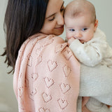 100% Cotton Luxury Knit Heart Swaddle Baby Blanket from Bleu La La