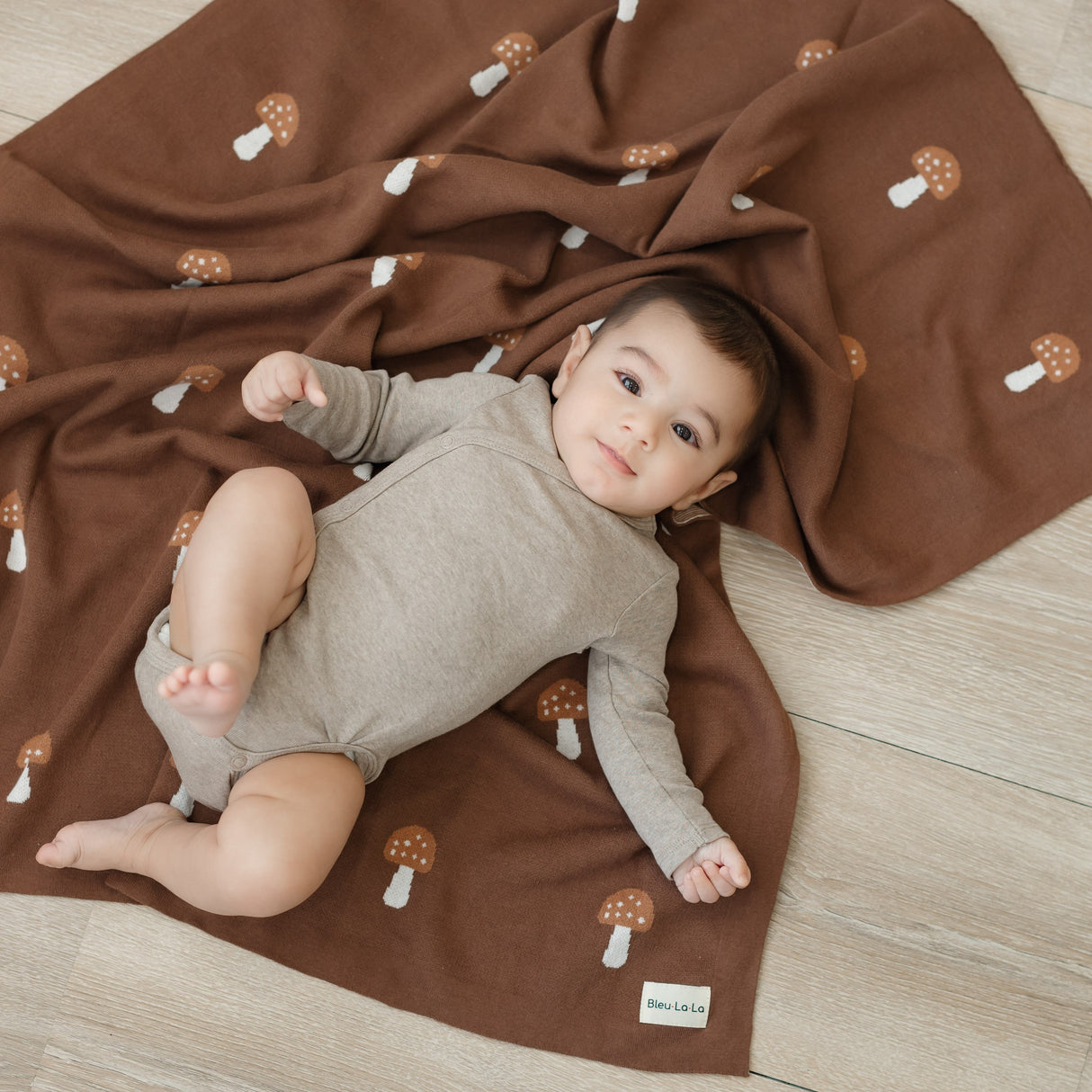 Luxury Knit Mushroom Swaddle Baby Blanket from Bleu La La