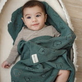 100% Cotton Luxury Knit Heart Swaddle Baby Blanket from Bleu La La