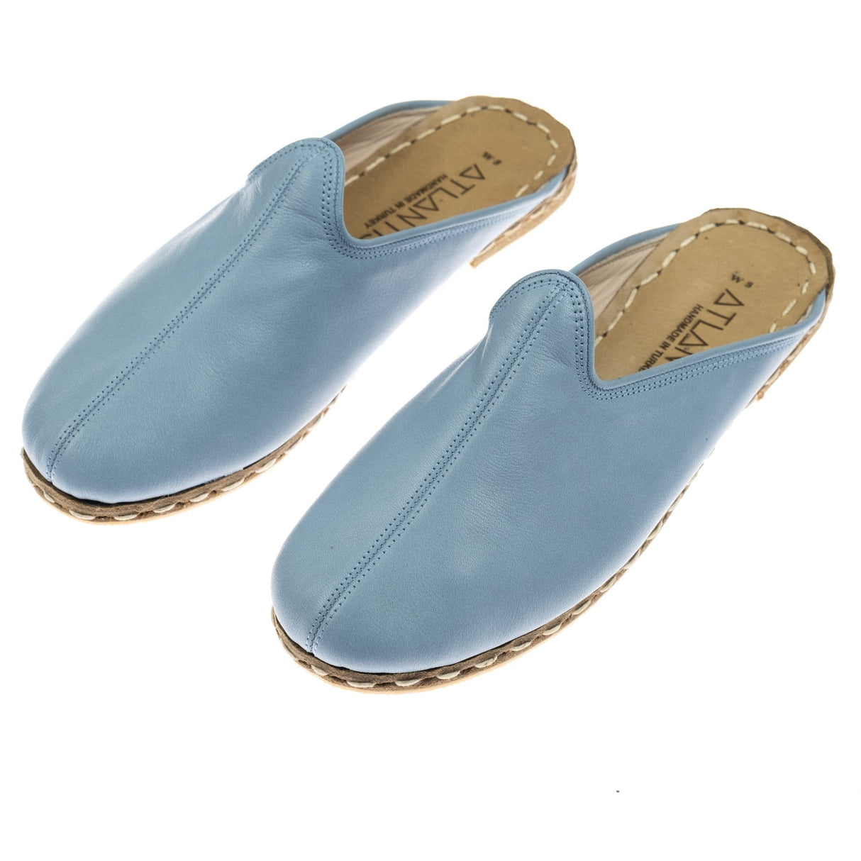 Men's Sky Blue Slippers from Atlantis Handmade Shoes