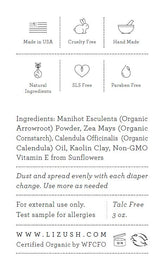 ORGANIC BABY POWDER - Talc Free from Lizush
