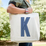 Canvas Tote - Single Initial - Navy Blue -  from CB Studio
