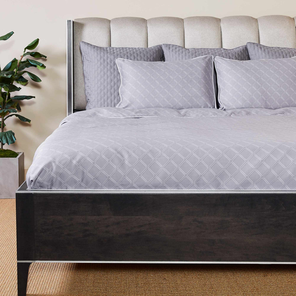 Bamboo Duvet Cover with Shams, 3pc - Platinum Geo from BedVoyage