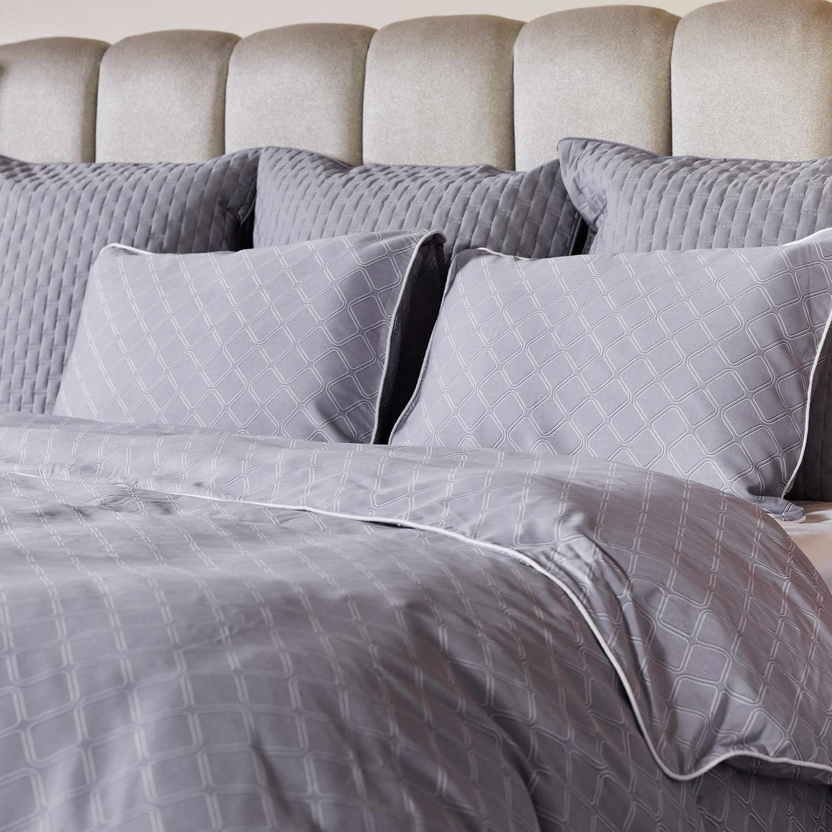Bamboo Duvet Cover - Platinum Geo - Final Sale/No Returns from BedVoyage