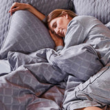 Bamboo Duvet Cover with Shams, 3pc - Platinum Geo from BedVoyage