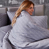 Bamboo Duvet Cover with Shams, 3pc - Platinum Geo from BedVoyage