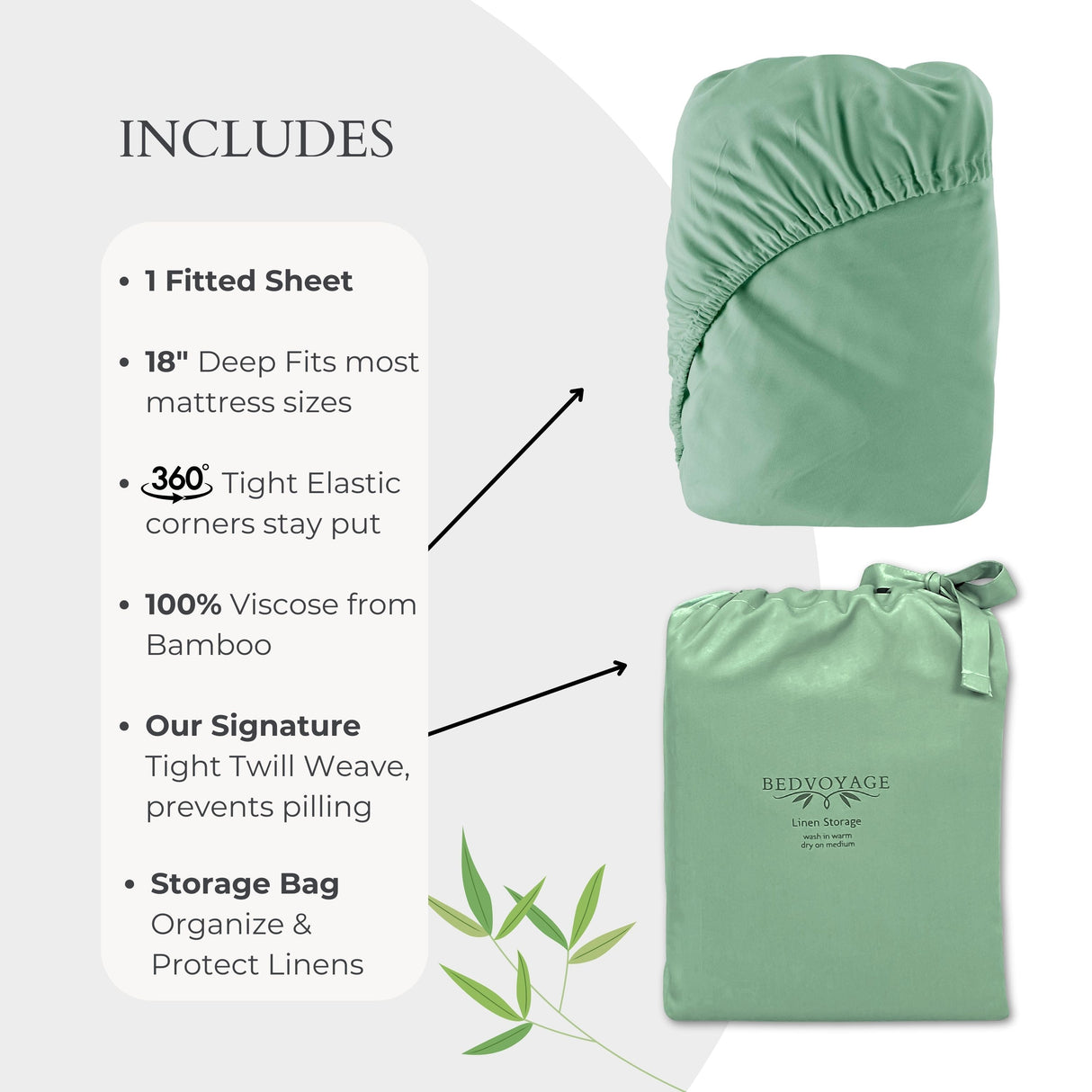 Bamboo Fitted Sheet - Seaglass from BedVoyage