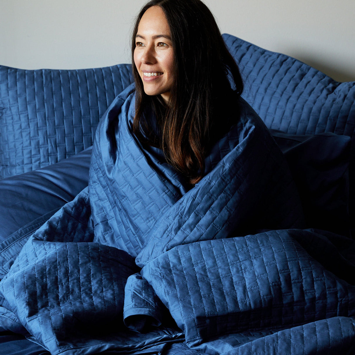 Bamboo Quilted Coverlet- Indigo from BedVoyage