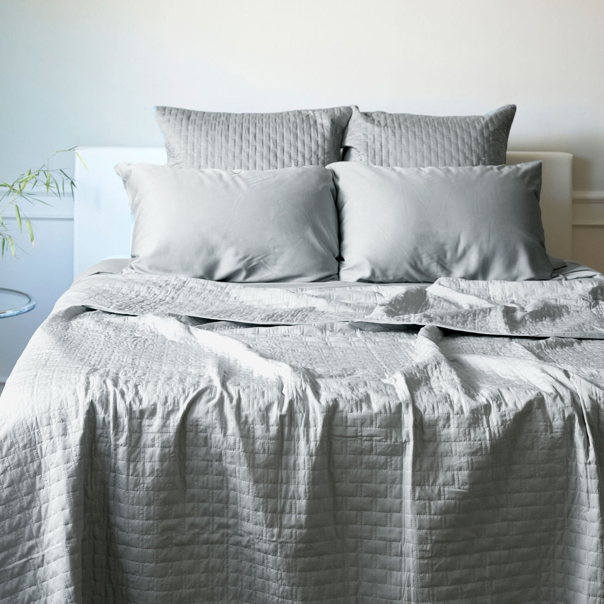 Bamboo Quilted Coverlet- Stone from BedVoyage